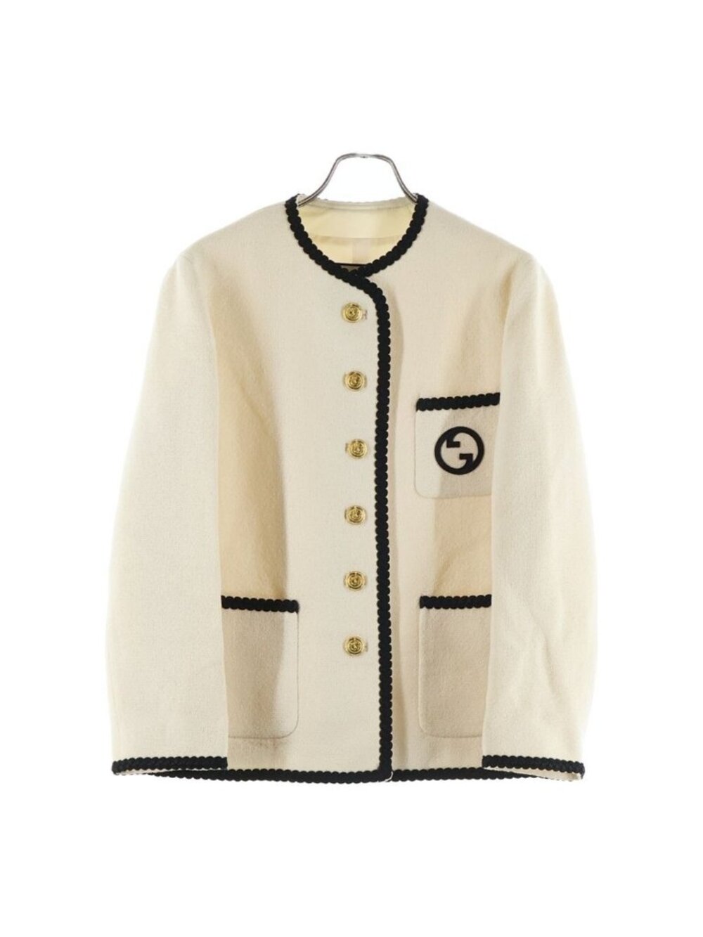 Gucci Embroidered Wool Jacket Ivory Black
